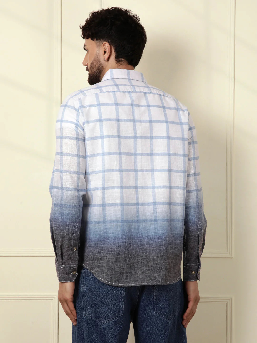 Checked Ombre Print Shirt | Blue
