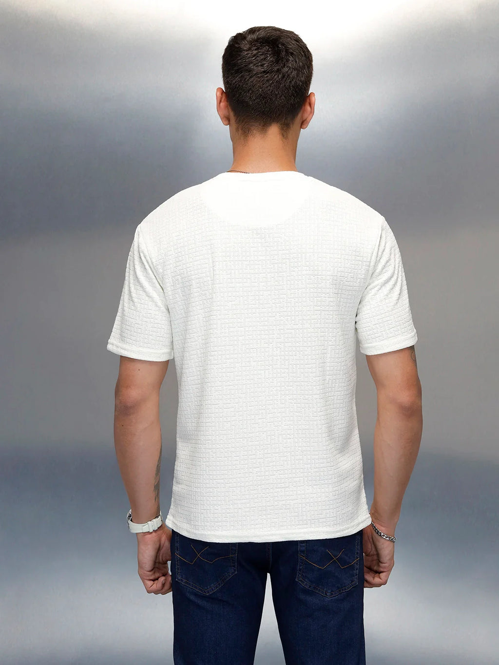 Textured Men's Casual Regular Fit T-Shirt | White