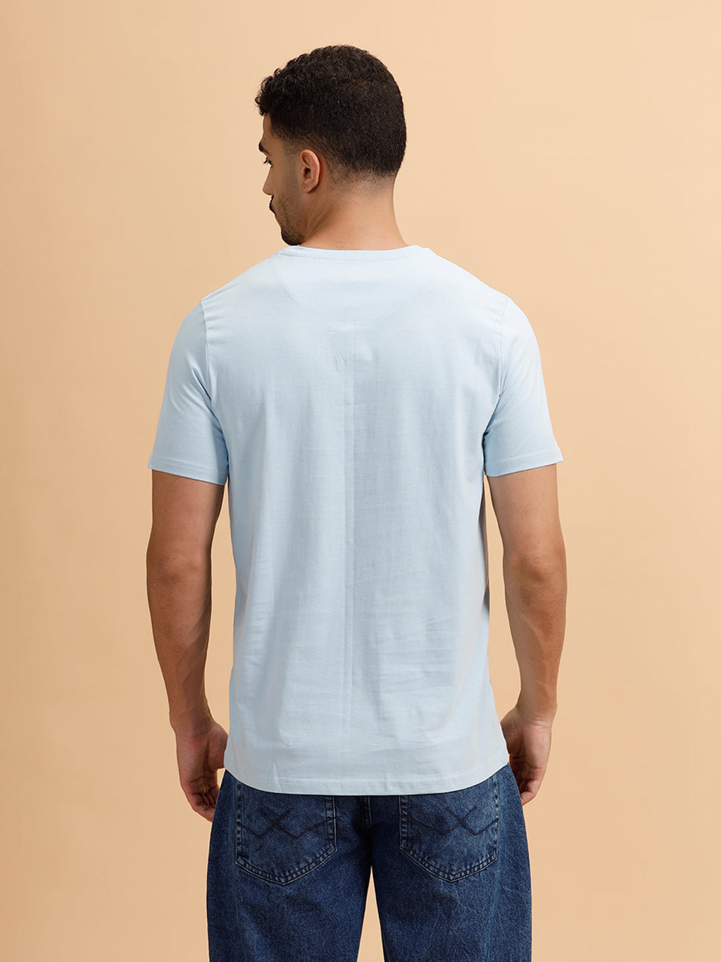 Placement Print Regular Fit T-Shirt | Light Blue