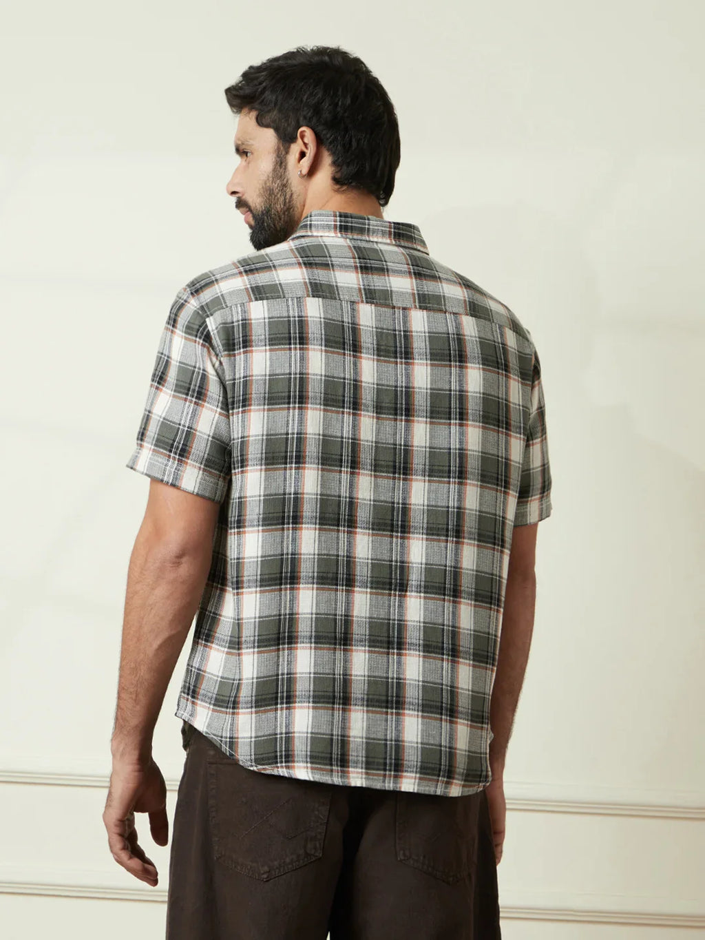 Checked Open Dobby Shirt | Green
