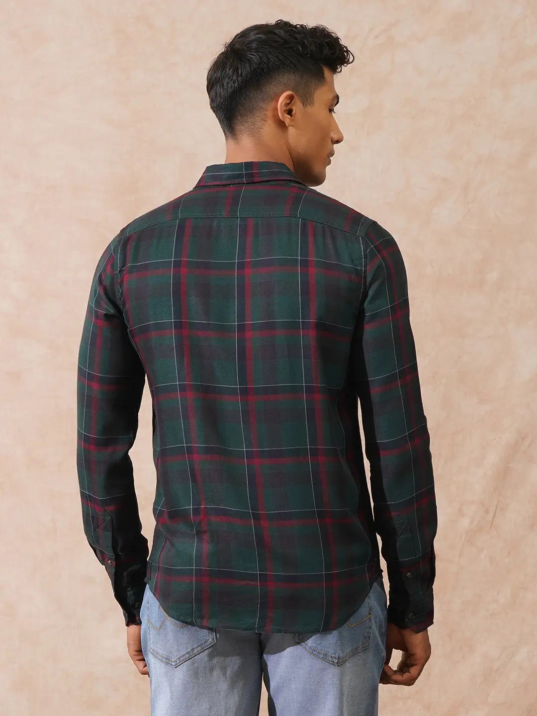 Checked Light Weight Shirt | Dark Green