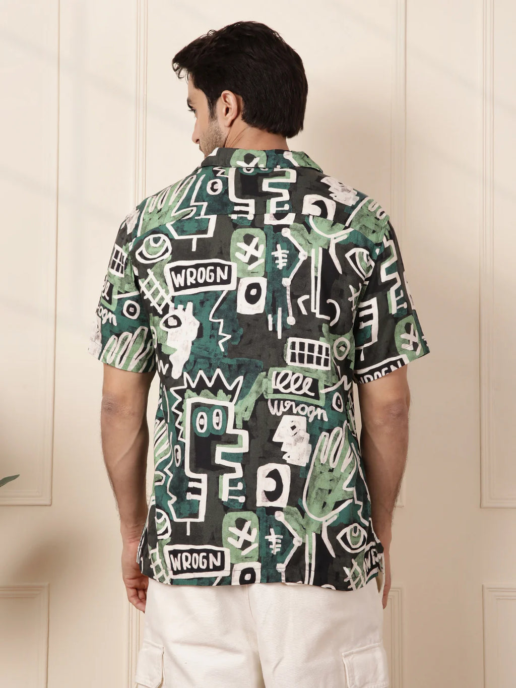 AOP Fluid Viscose Shirt | Green