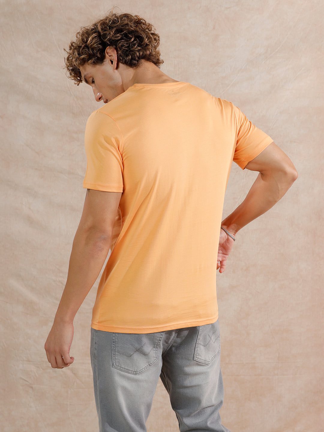 Printed Regular Fit T-Shirt | Orange