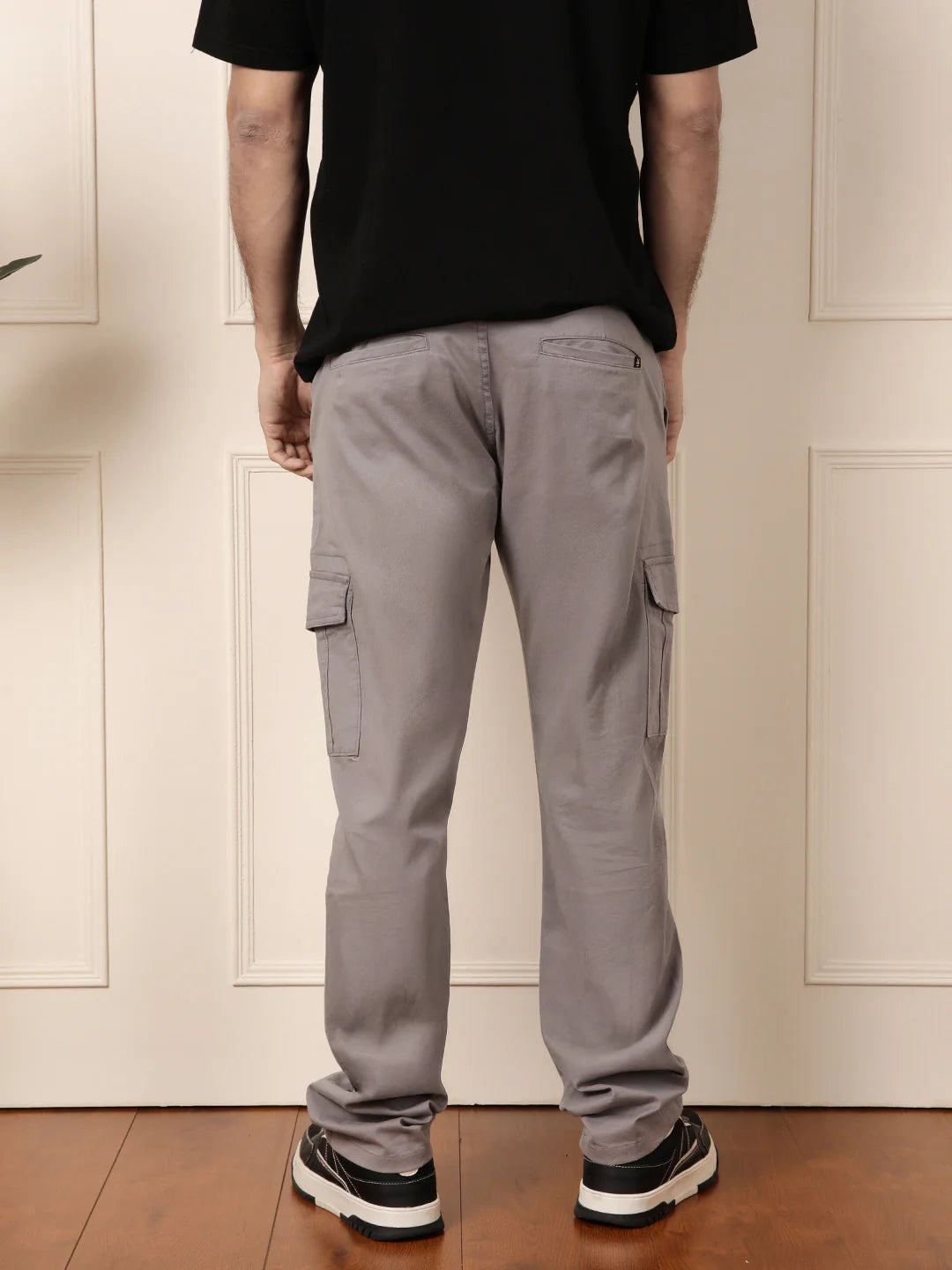 Peached Cotton Cargo Trouser | Grey