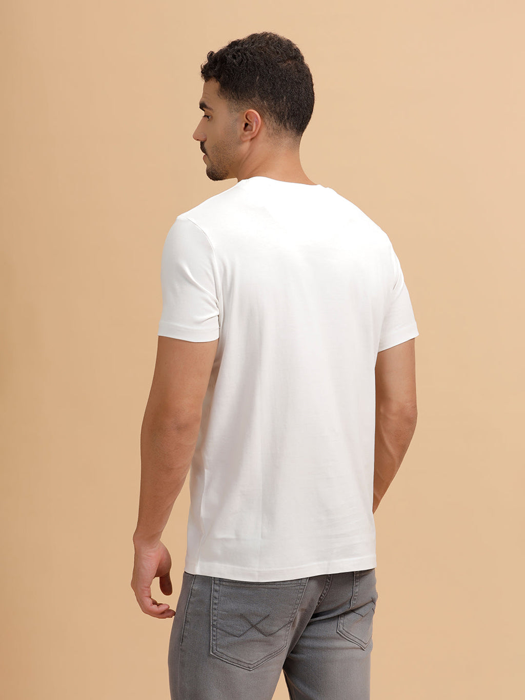 Placement Print Slim Fit T-Shirt | White