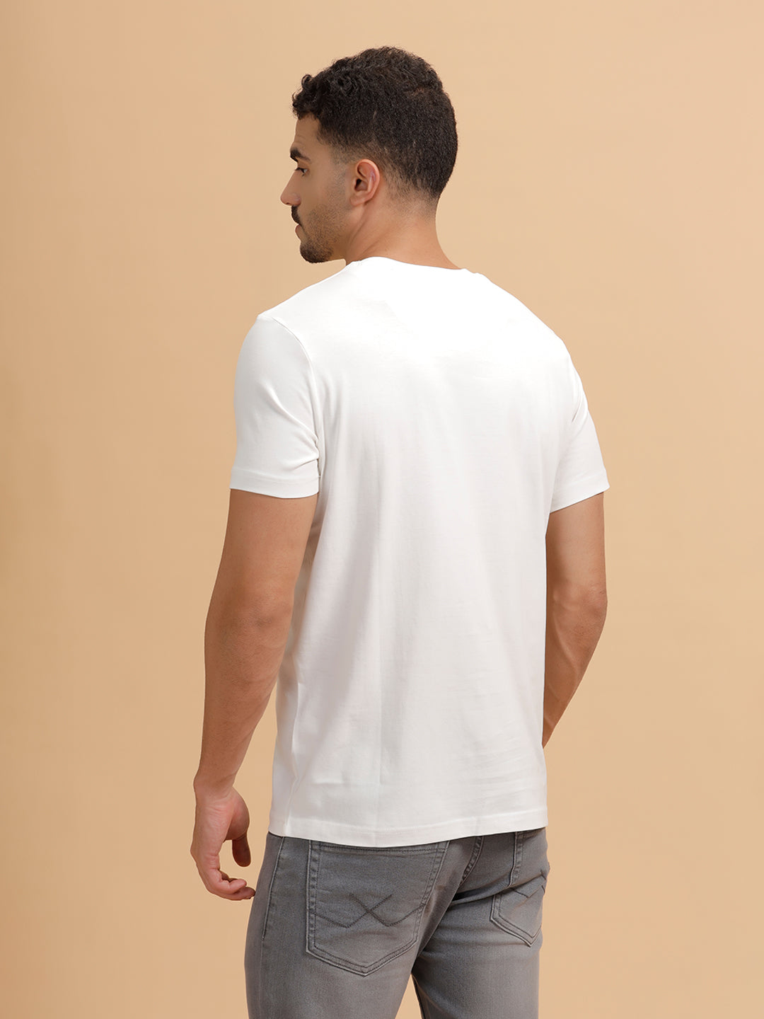 Placement Print Slim Fit T-Shirt | White
