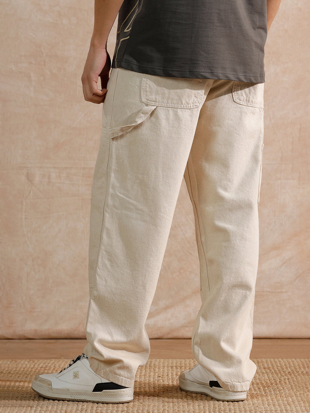 Distressed Loose Fit Trouser | Beige