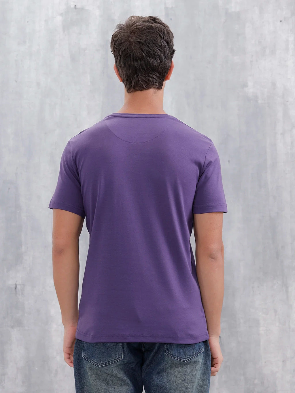 Slim Fit Metallic Flock T-Shirt | Purple