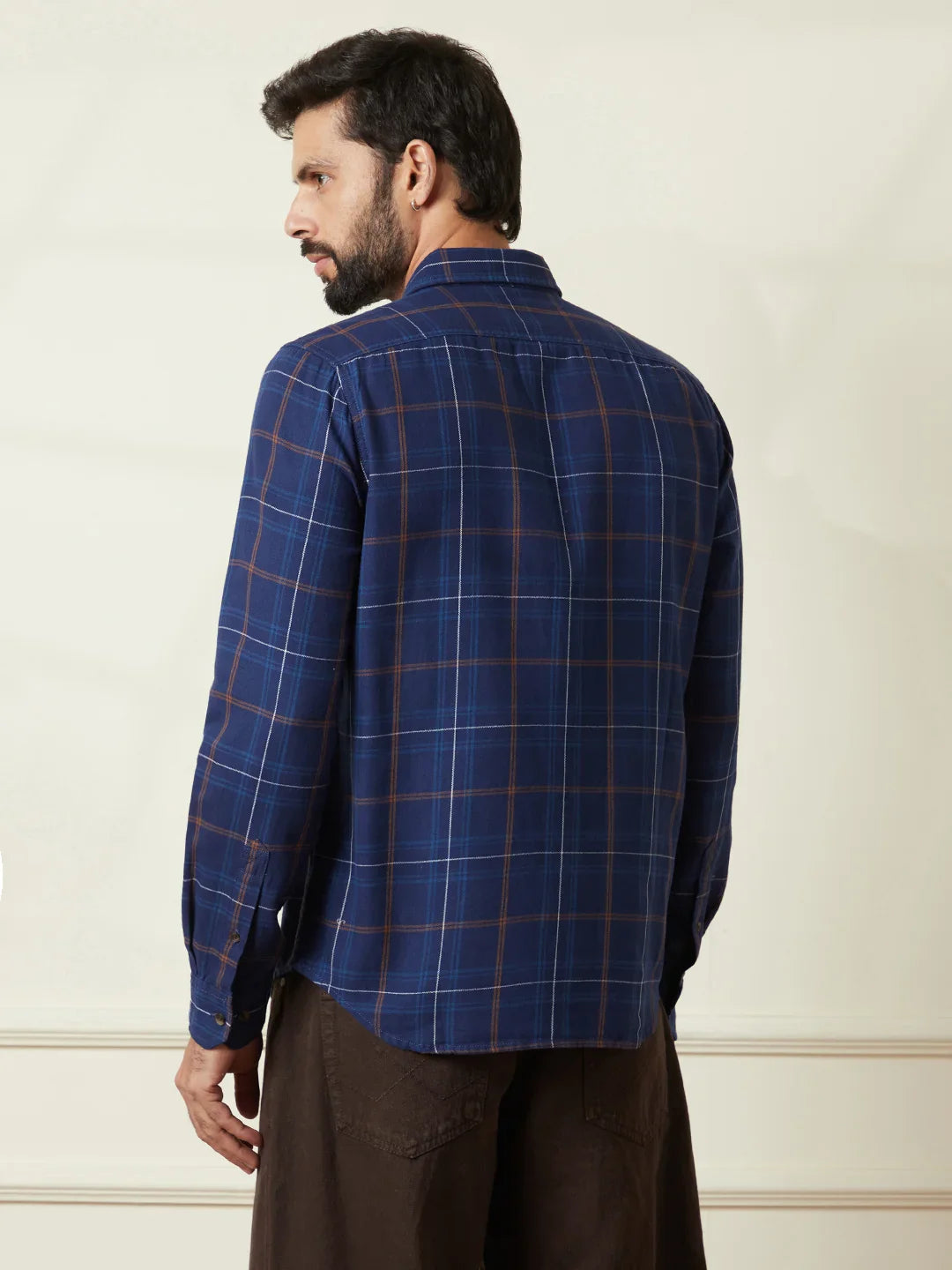 Checked Twill Slim Fit Shirt | Blue