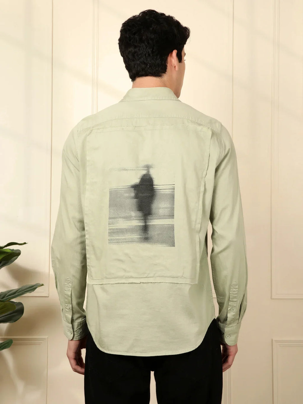 Blur Printed Cotton Shirt in Green