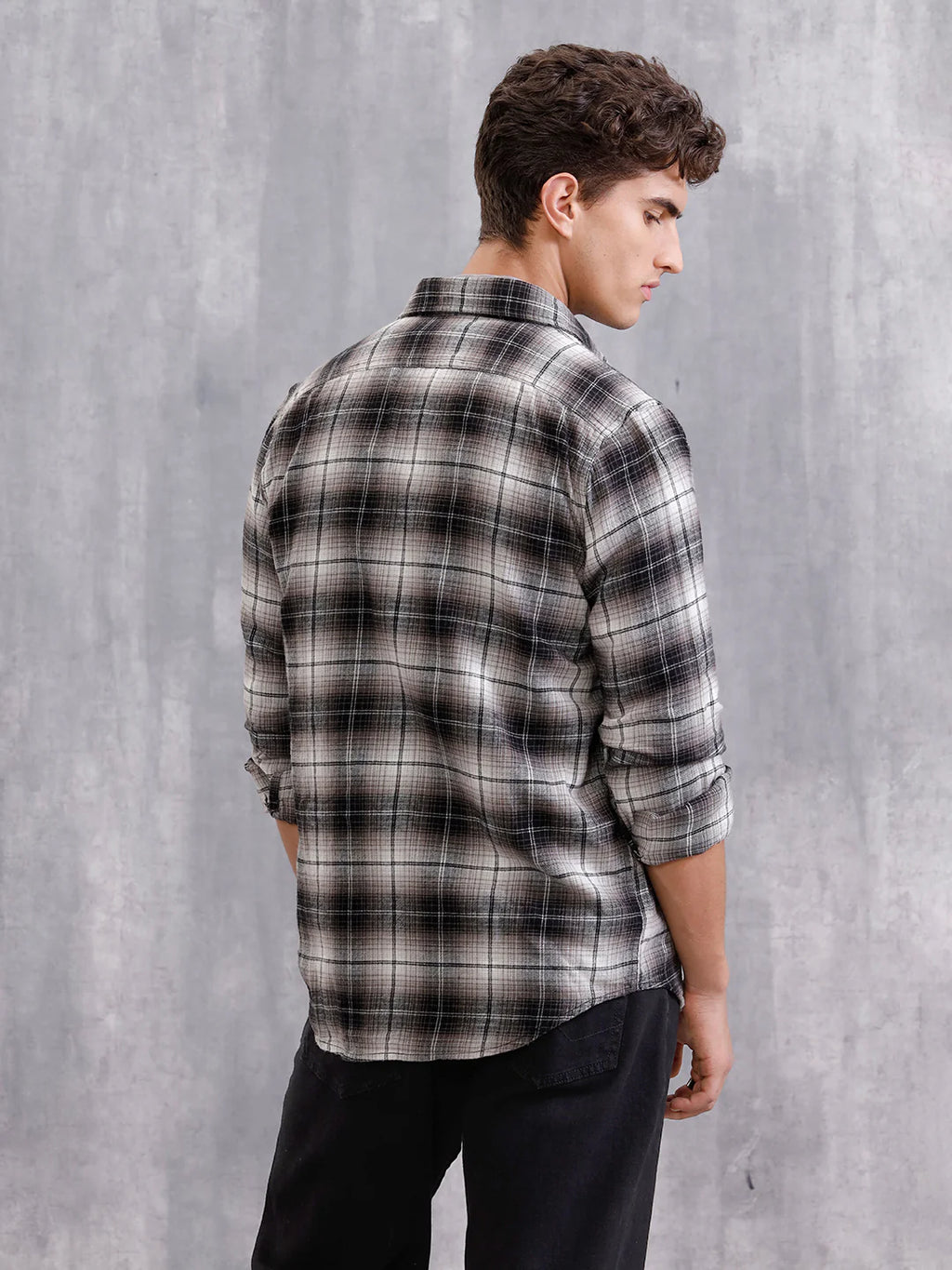 Brushed Flannel Utility Shirt In Slim Fit | Black