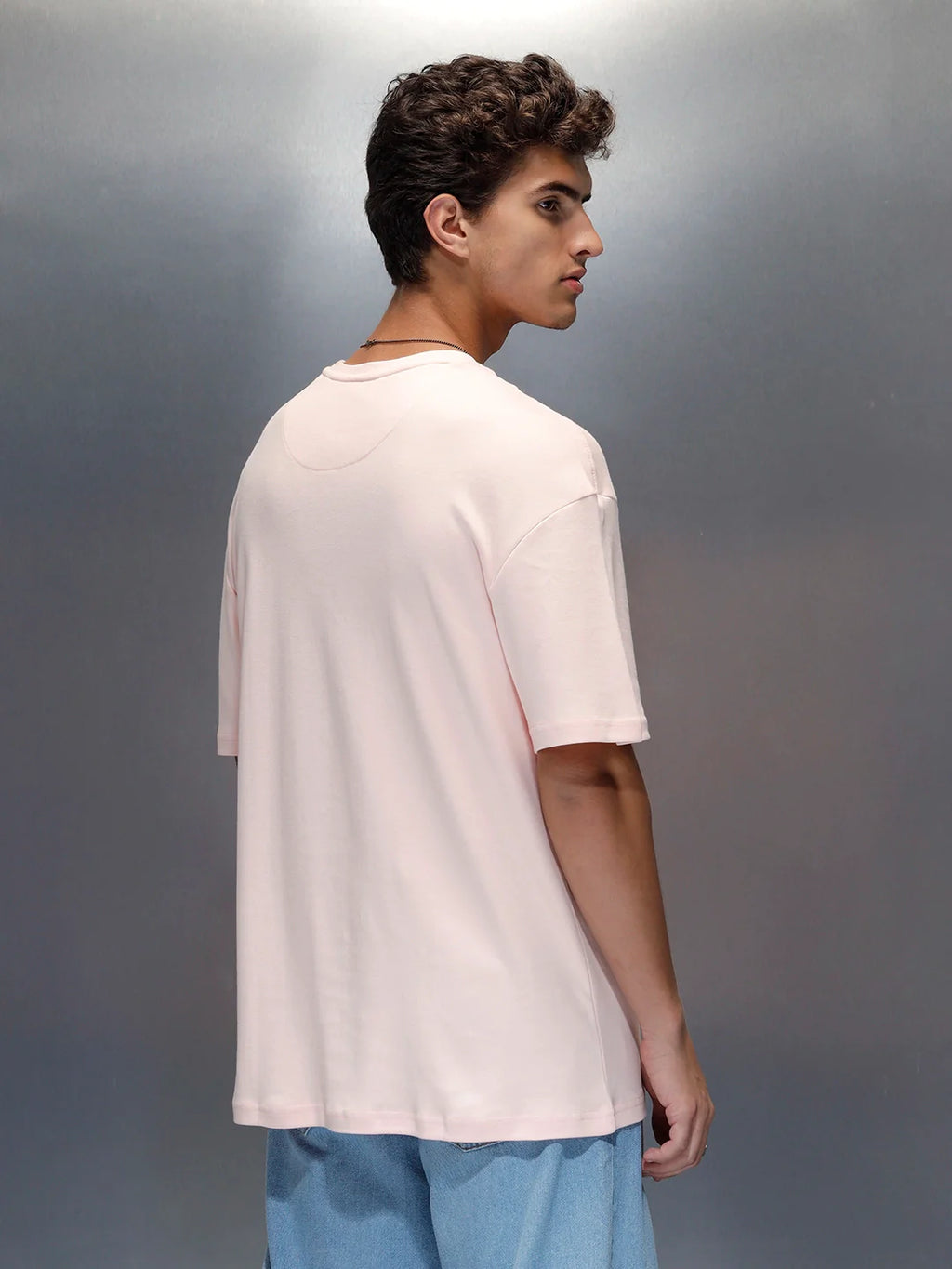 Branded men's casual oversized fit t-shirt | Pink