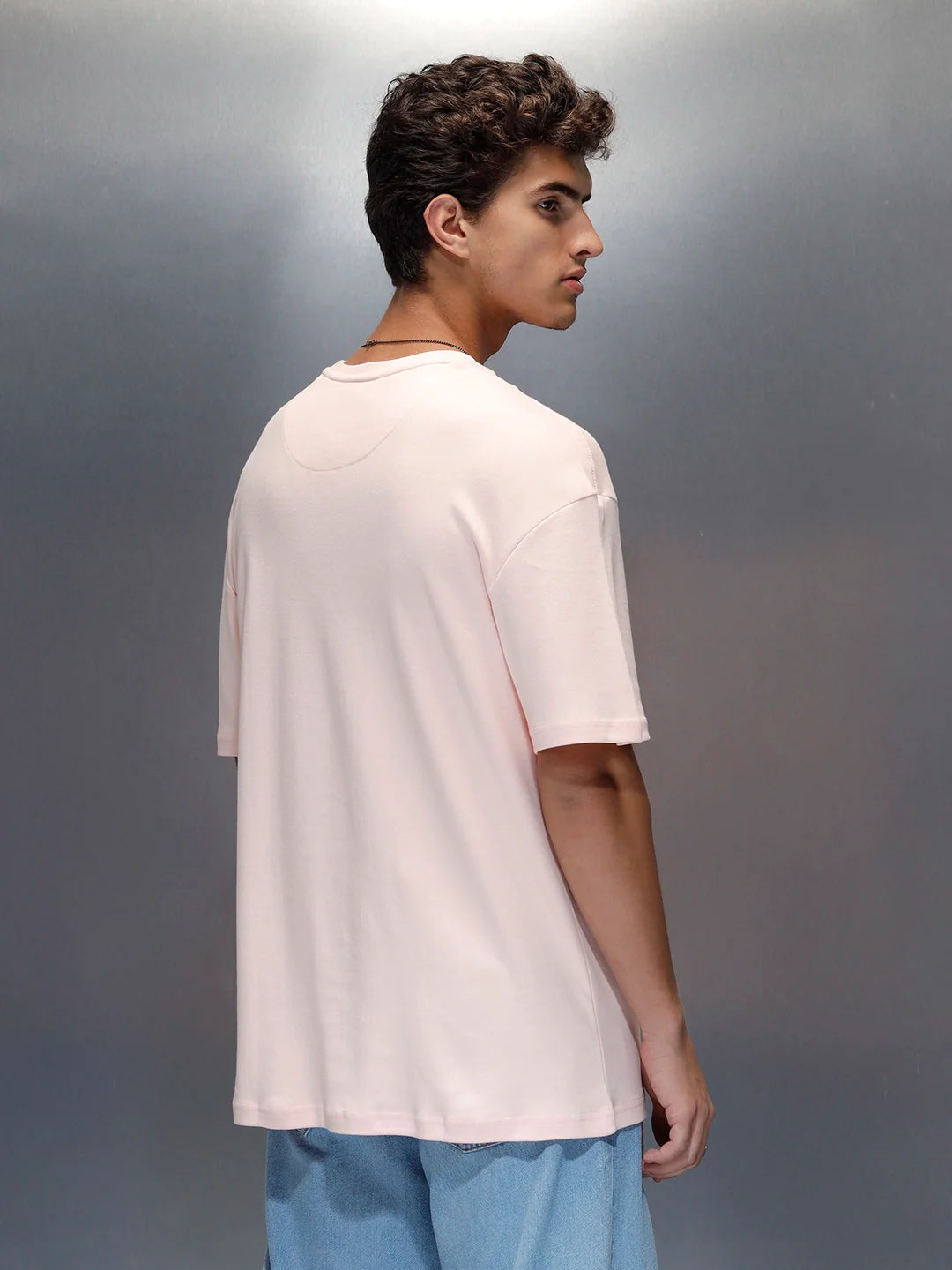 Branded men's casual oversized fit t-shirt | Pink