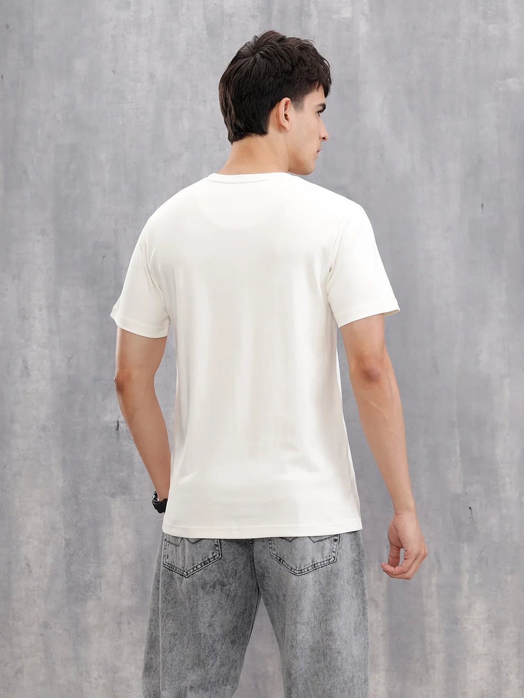Gold Finish Interlock Tee With Embroidery On Chest  |  White
