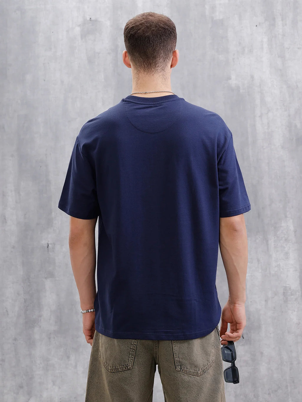 Skater Logo Printed Oversized Fit T-Shirt  | Navy Blue