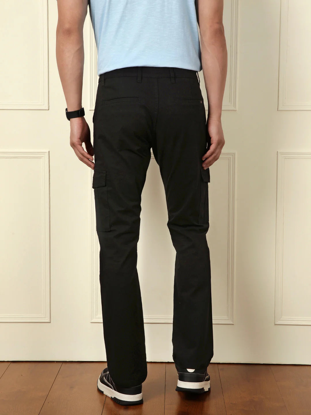 Peached Cotton Cargo Trouser | Black