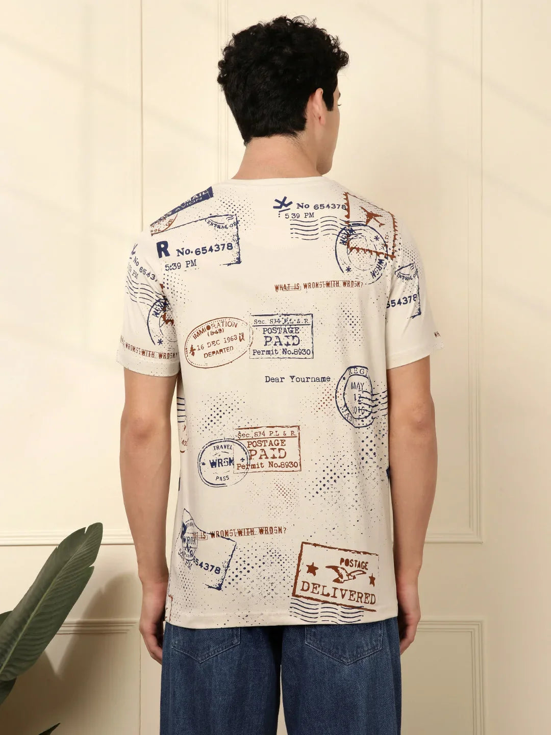 Postcards AOP Beige T-Shirt