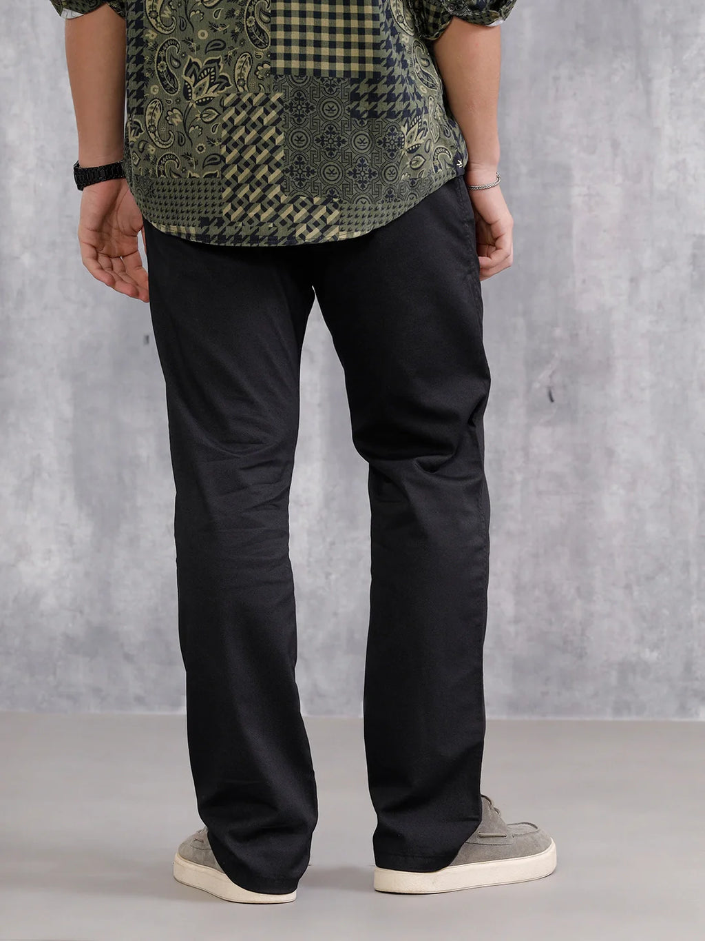 Straight Fit Aop Twill Stretch Woven Jogger | Black