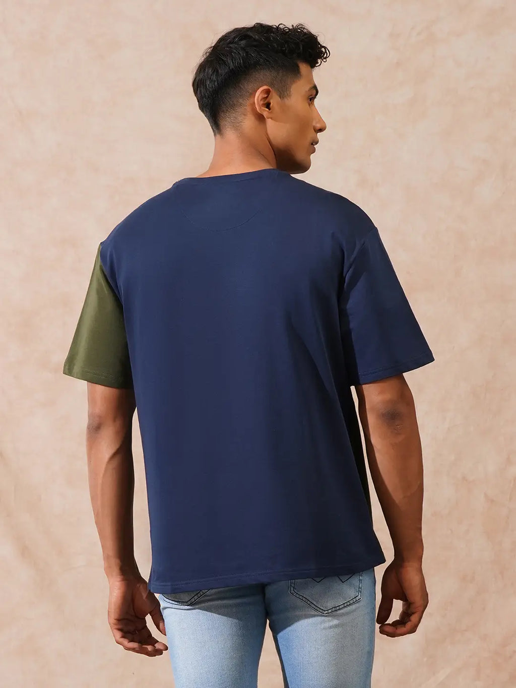 Cut & Sew Oversized T-Shirt | Navy Blue