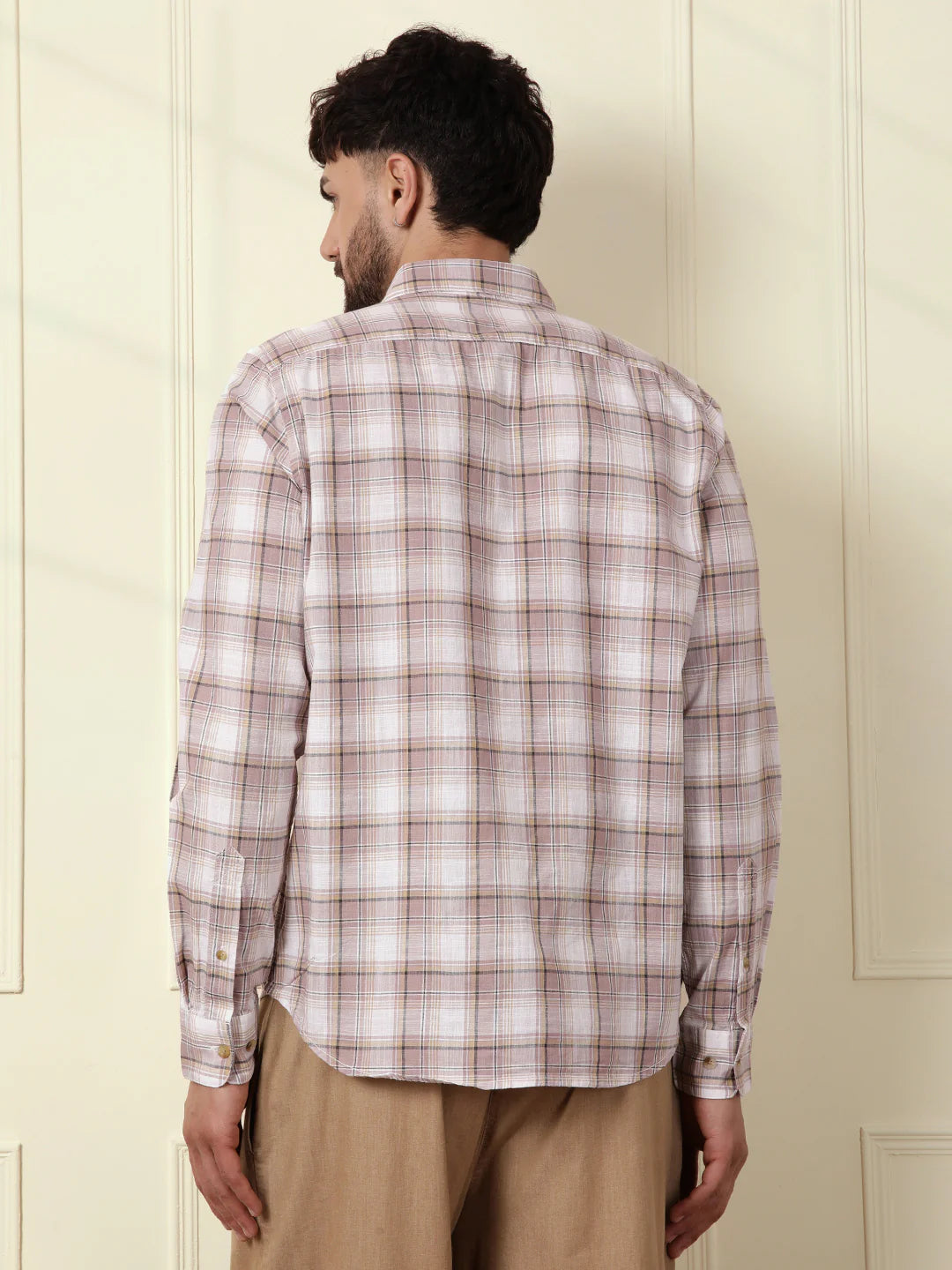 Checked Cotton Slub Summer Shirt | Pink