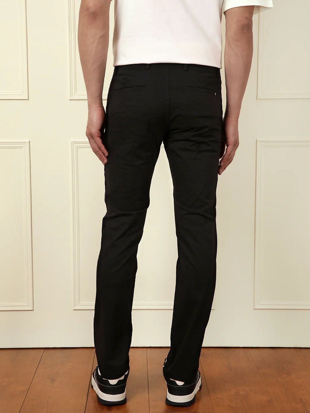 Soft Cotton Blend Chino Trouser | Black
