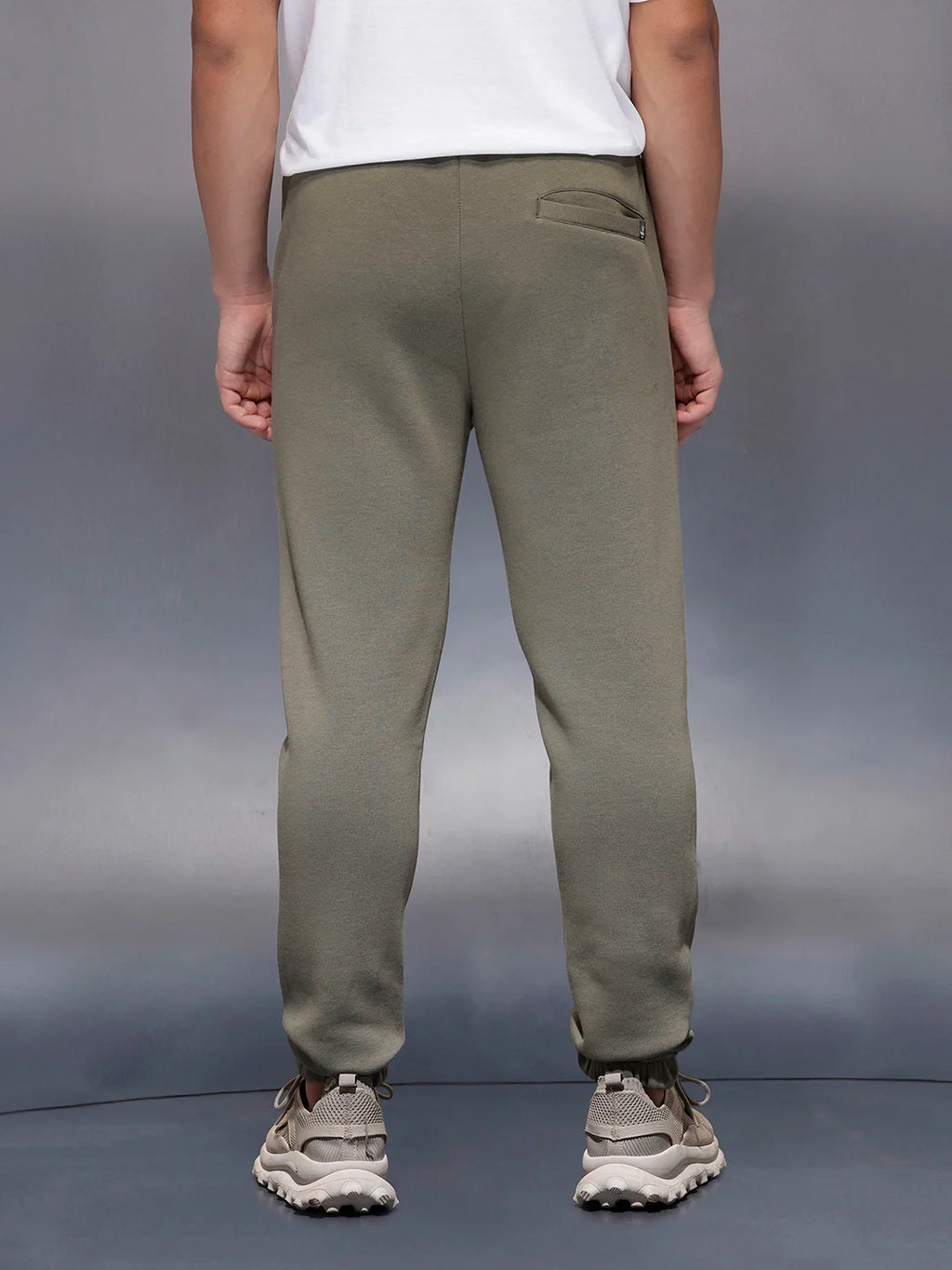 Men's casual slim fit jogger with typographic print design | Olive