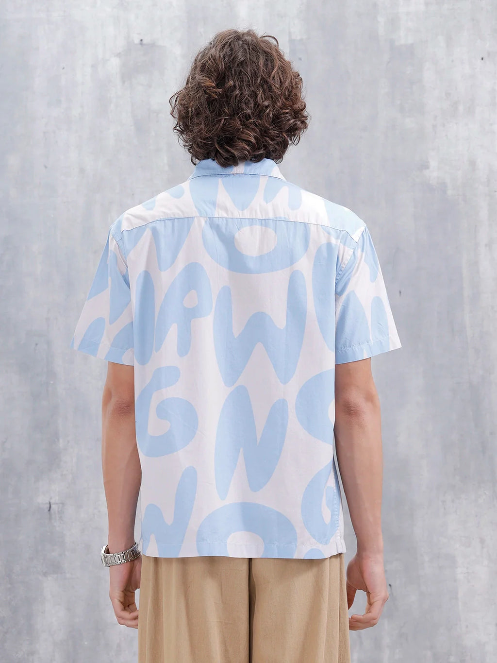 Abstract Aop Printed Comfort Fit Spread Collar Shirt | Blue