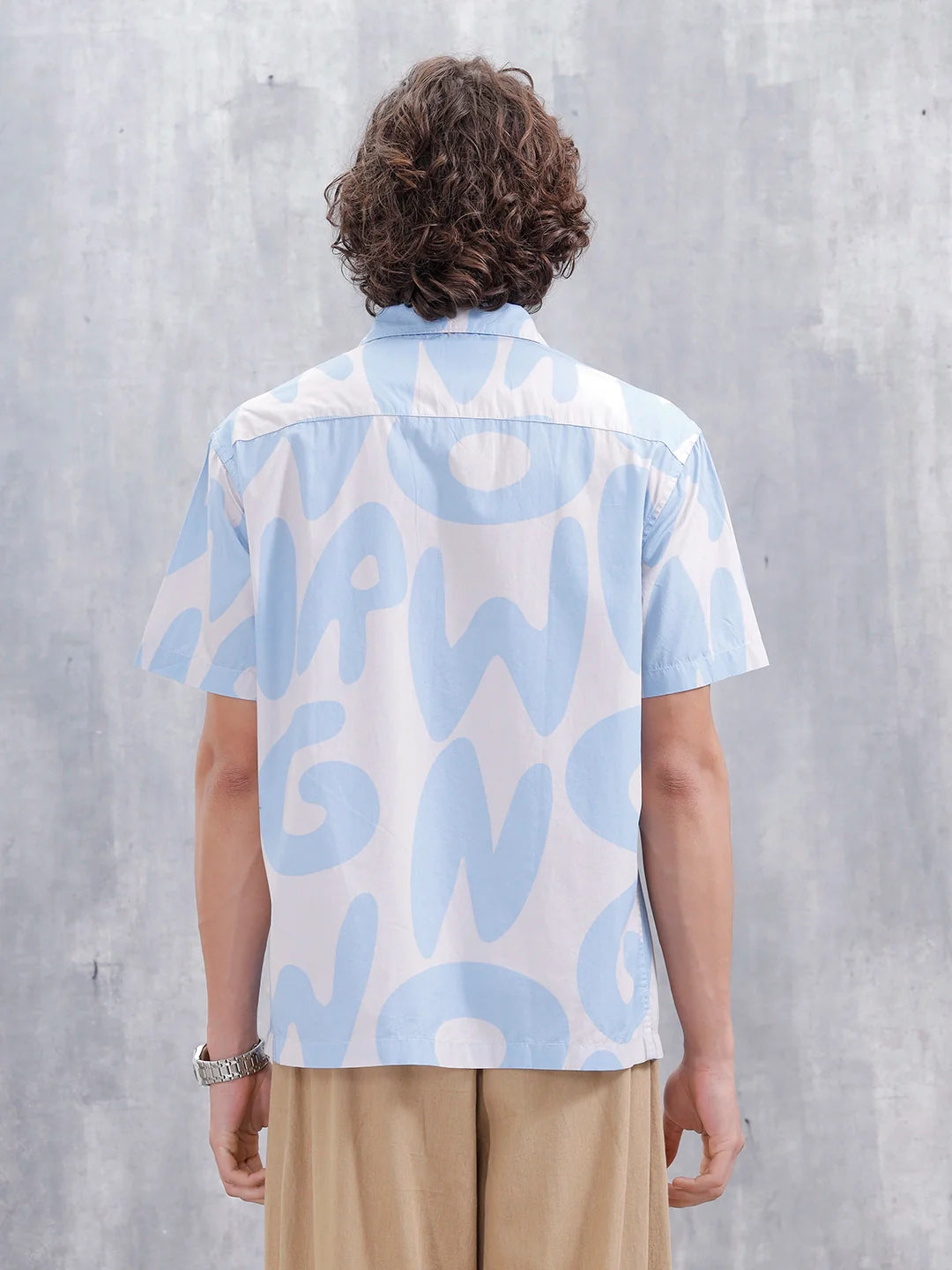Abstract Aop Printed Comfort Fit Spread Collar Shirt | Blue