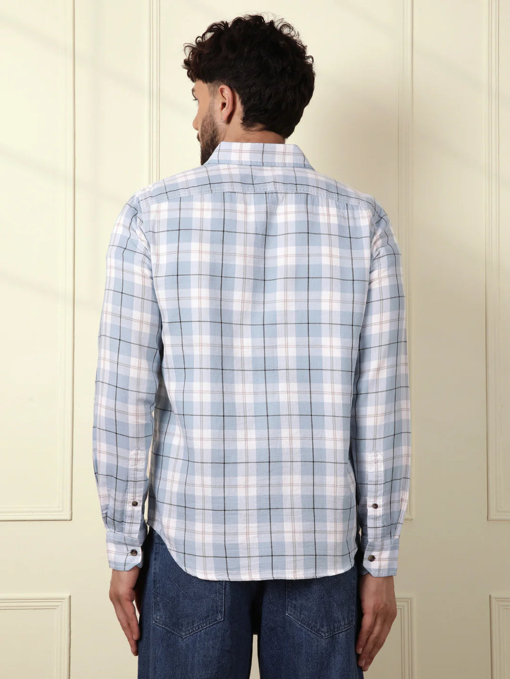 Checked Double Clothed Shirt | Blue