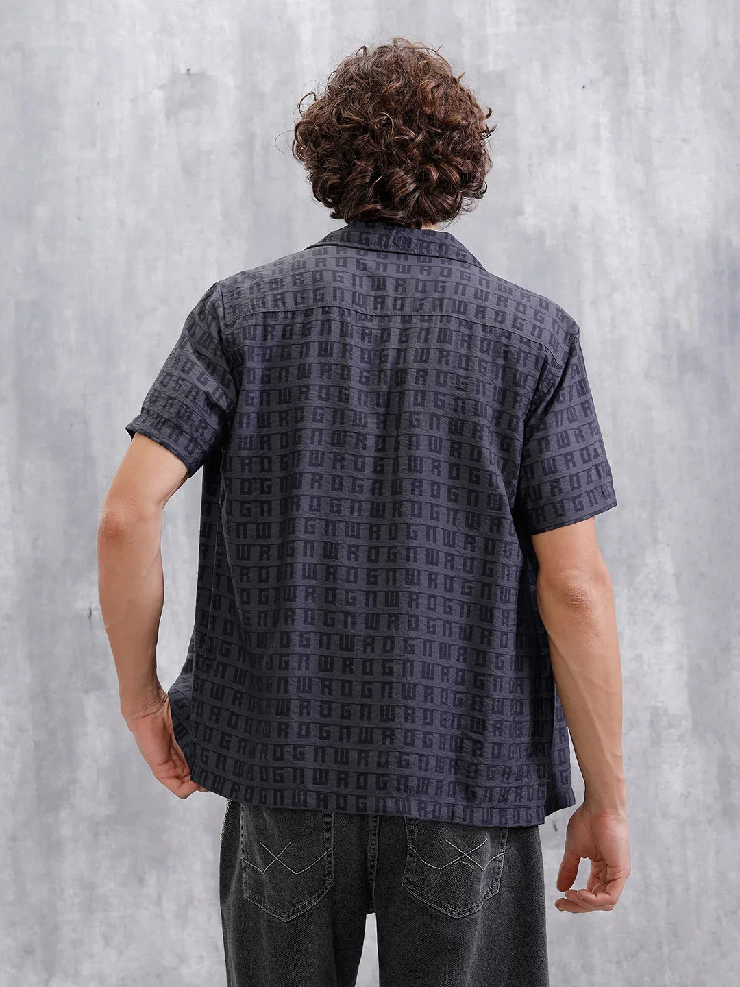 Casual AOP Resort Collar Shirt | Black