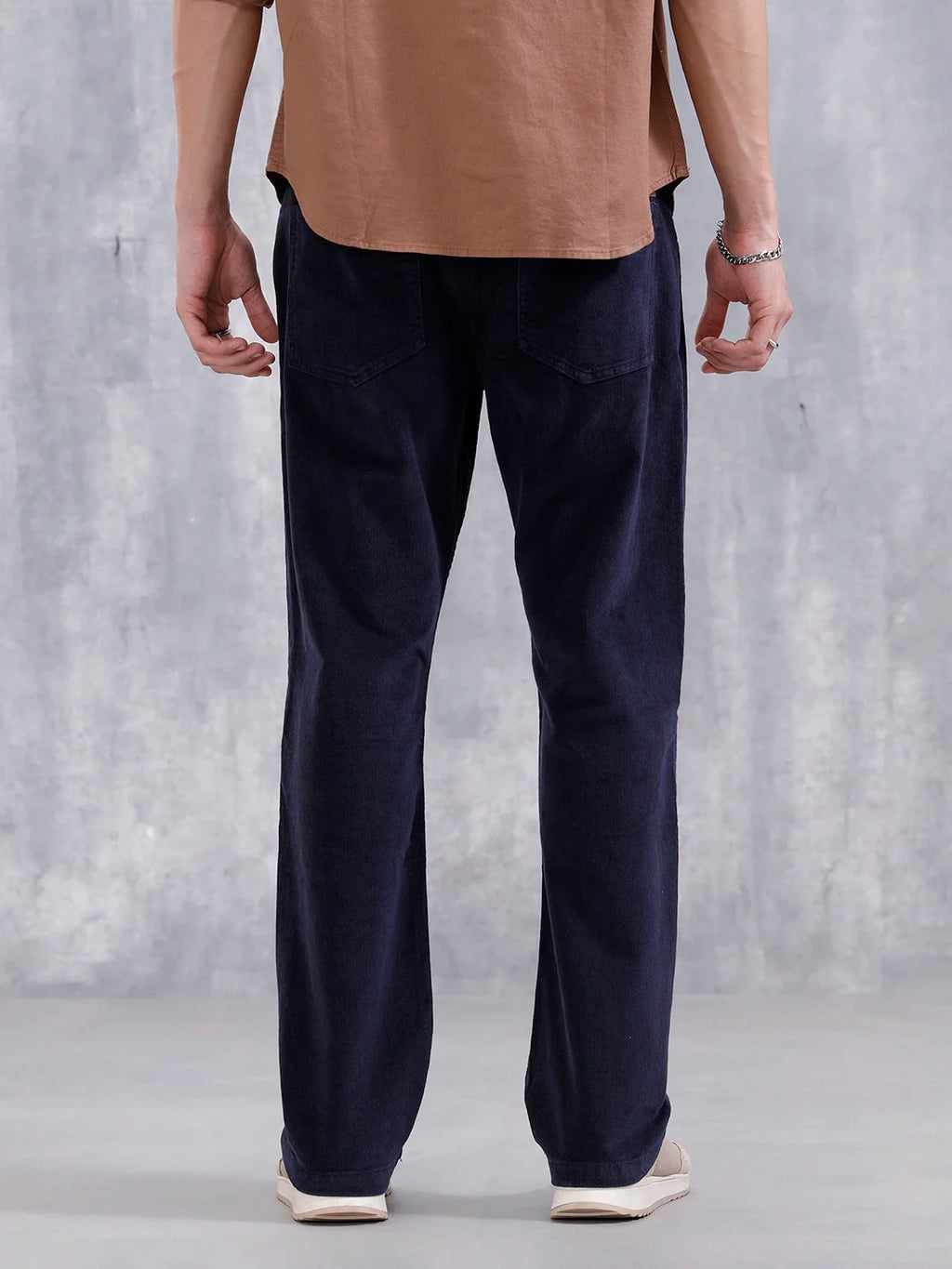 Wales Corduroy Straight Fit Trouser  | Navy Blue