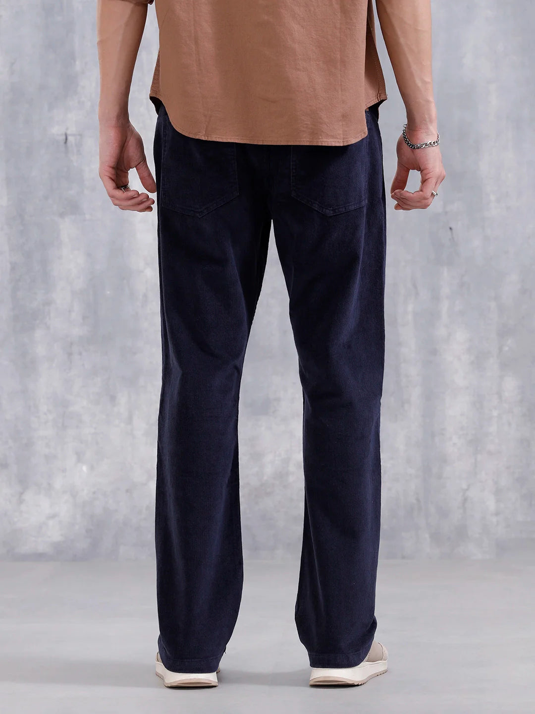 Wales Corduroy Straight Fit Trouser  | Navy Blue