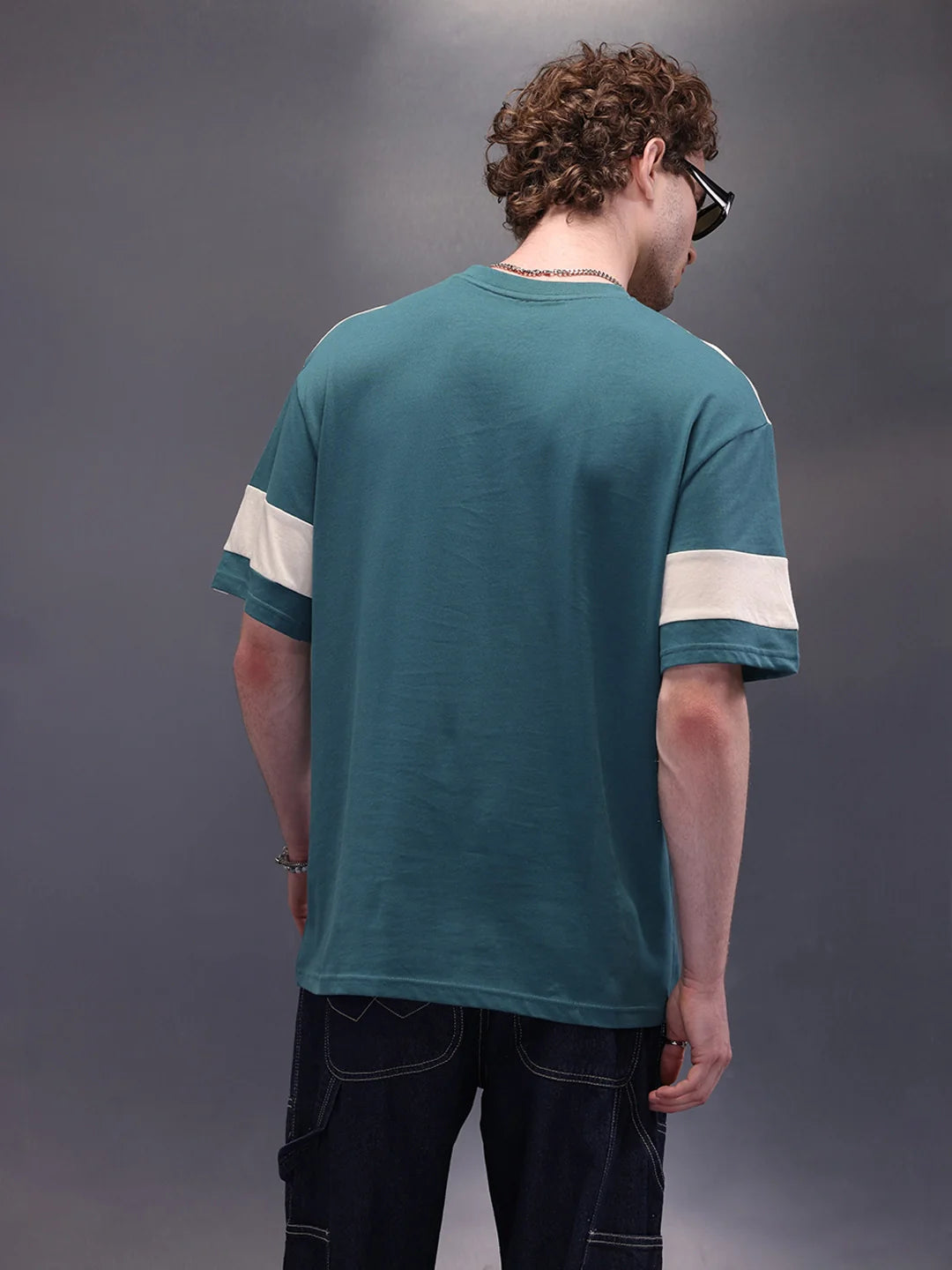 Colourblock Oversized Fit Casual Look T-shirt | Teal