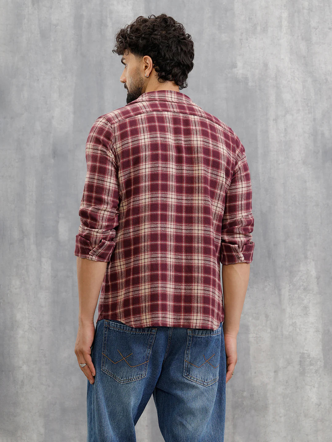 Brushed Flannel Utility Shirt In Slim Fit | Red