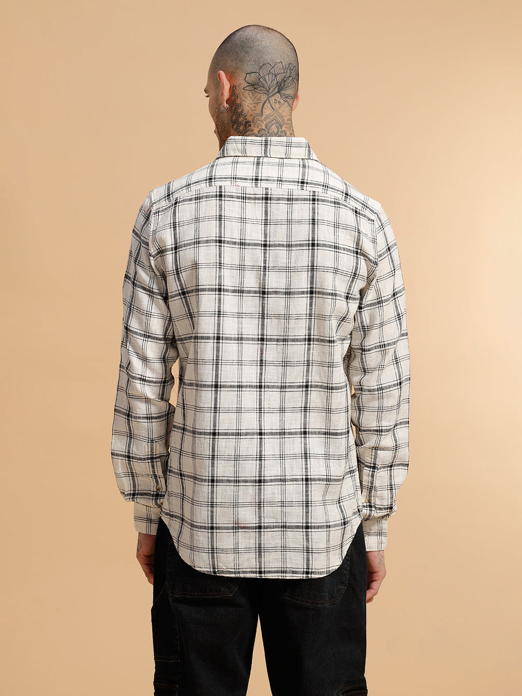 Checked Slub Texture Shirt | Off White