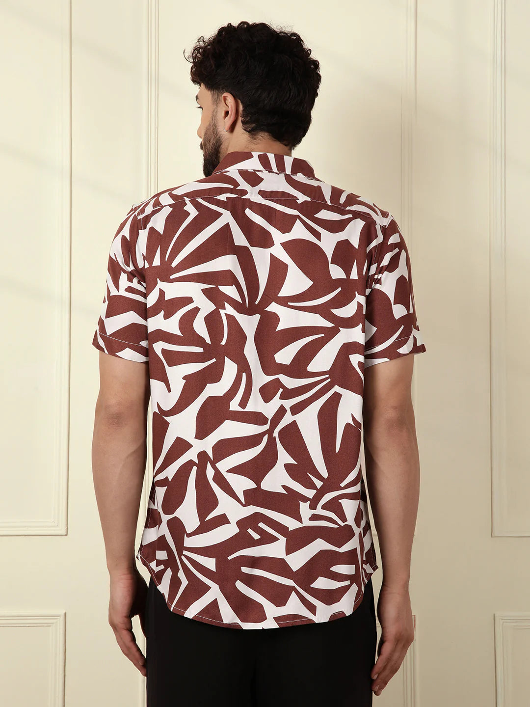 AOP Flowy Viscose Shirt | Brown