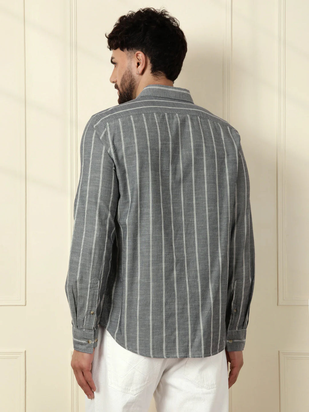 Classic Chambray Striped Shirt | Grey
