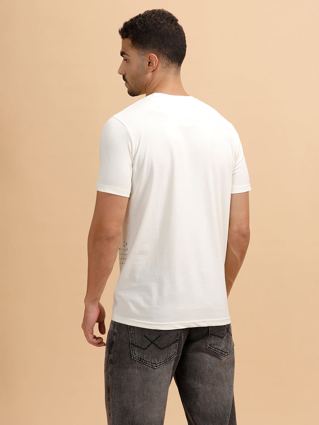 Panel Printed Regular Fit T-Shirt | White