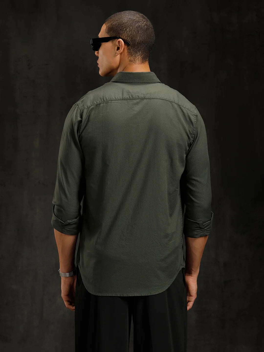 Cotton Dobby Full Sleeve Shirt | Olive