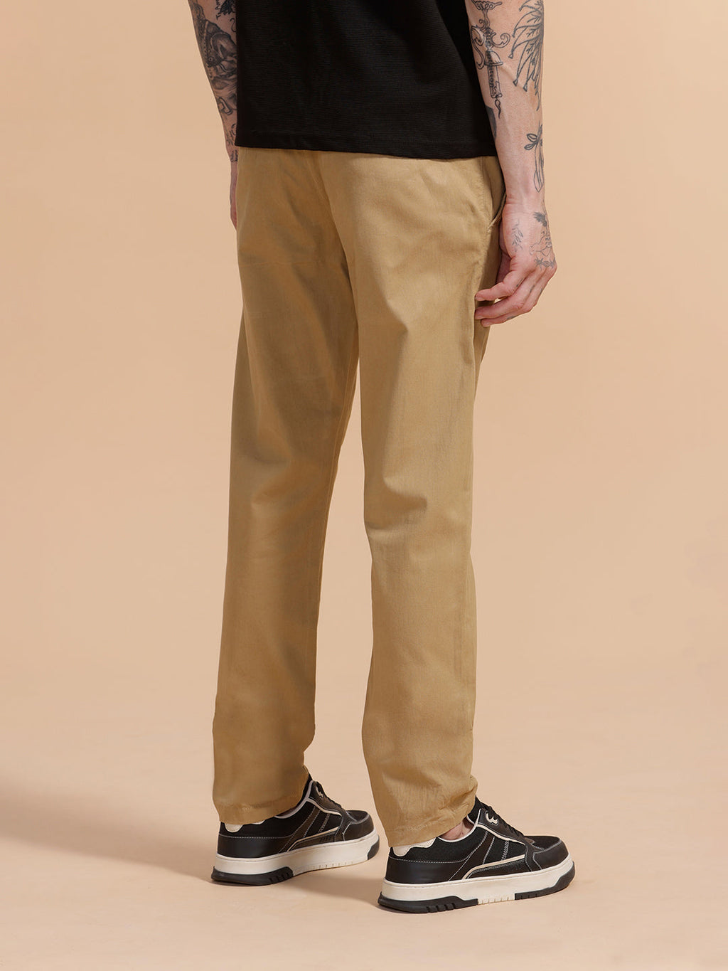 Cotton Blend Chino Trouser | Khaki