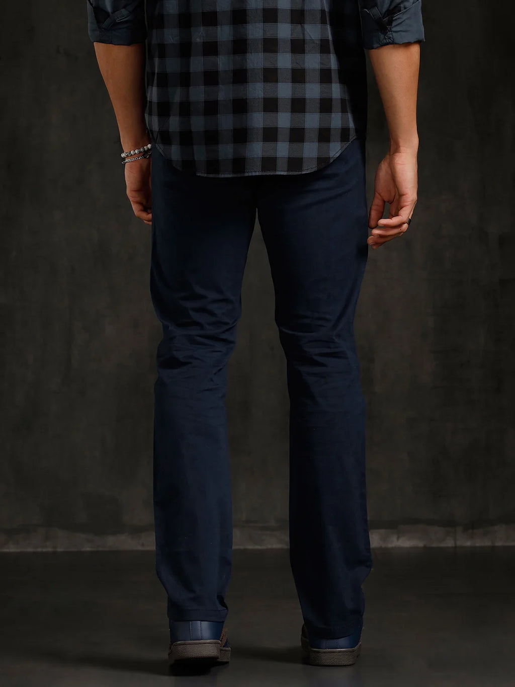 Cotton Blend Chino Trouser  | Navy Blue