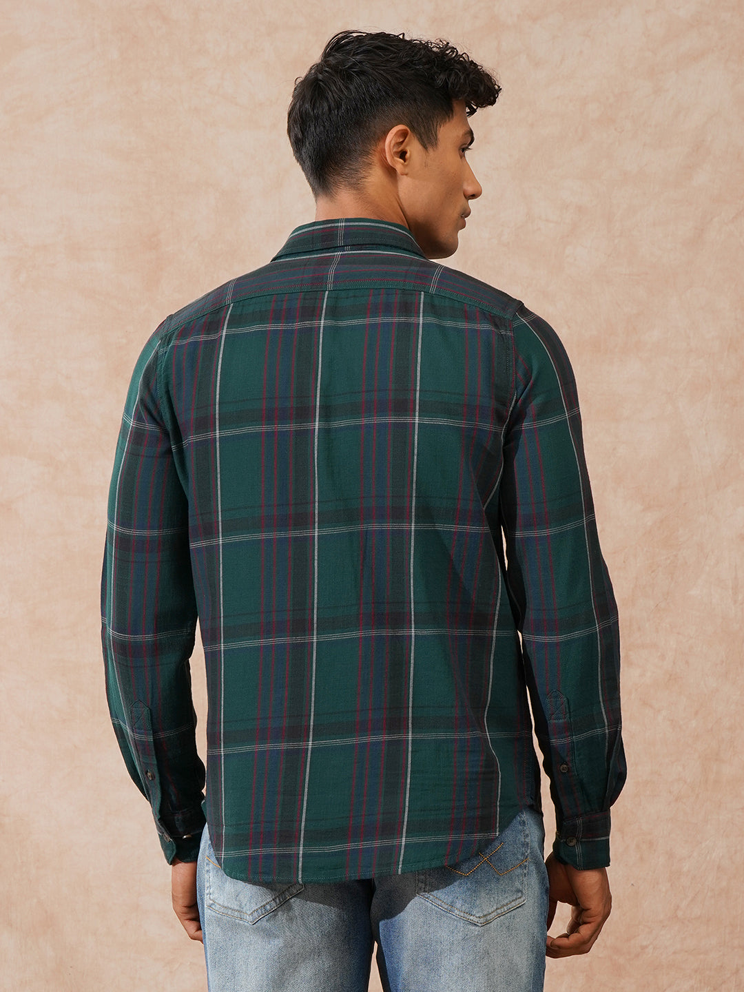 Checked Slim Fit Shirt | Green