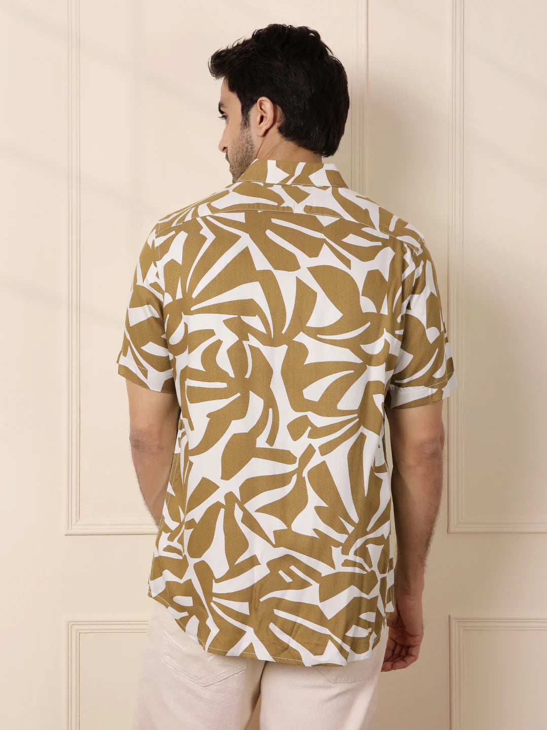 AOP Flowy Viscose Shirt | Khaki