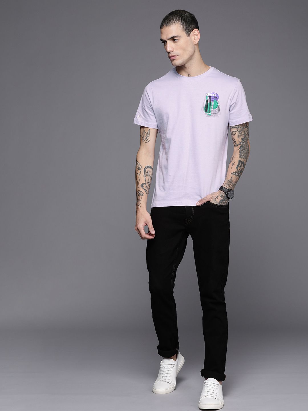 Chaos Printed Lavender T-Shirt
