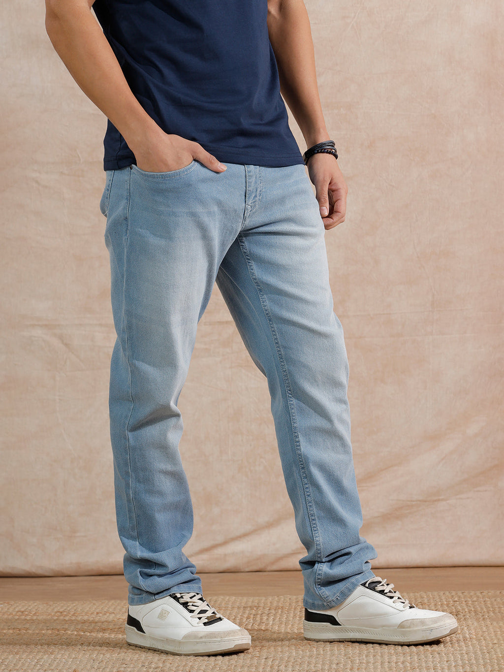 Casual Heavy Fade Slim Fit Jeans | Light Blue