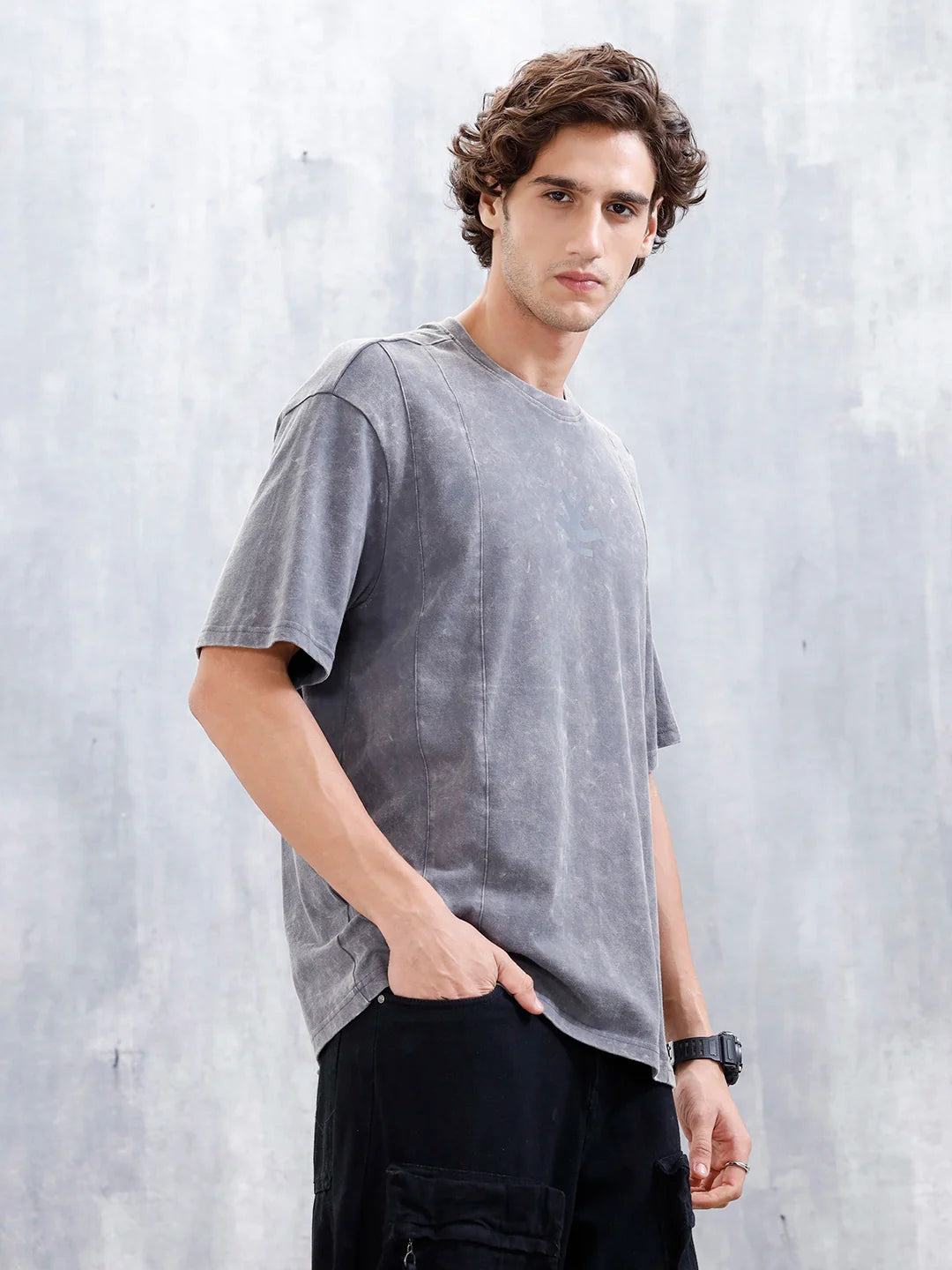 Washed Men's Casual Oversized Fit T-Shirt | Grey