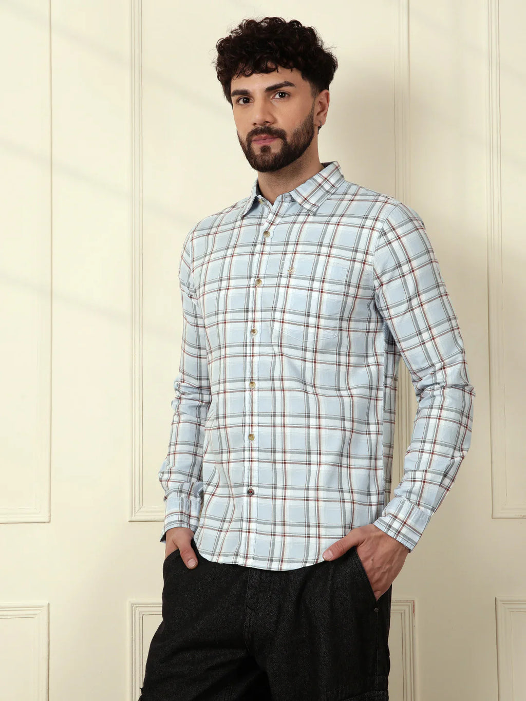 Classic Checked Cotton Shirt | Blue