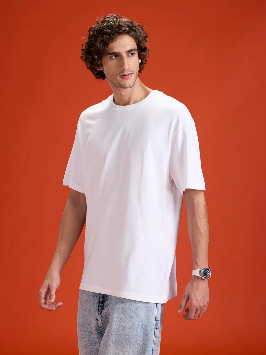 Men’s Oversized Graphic Printed Tee | White