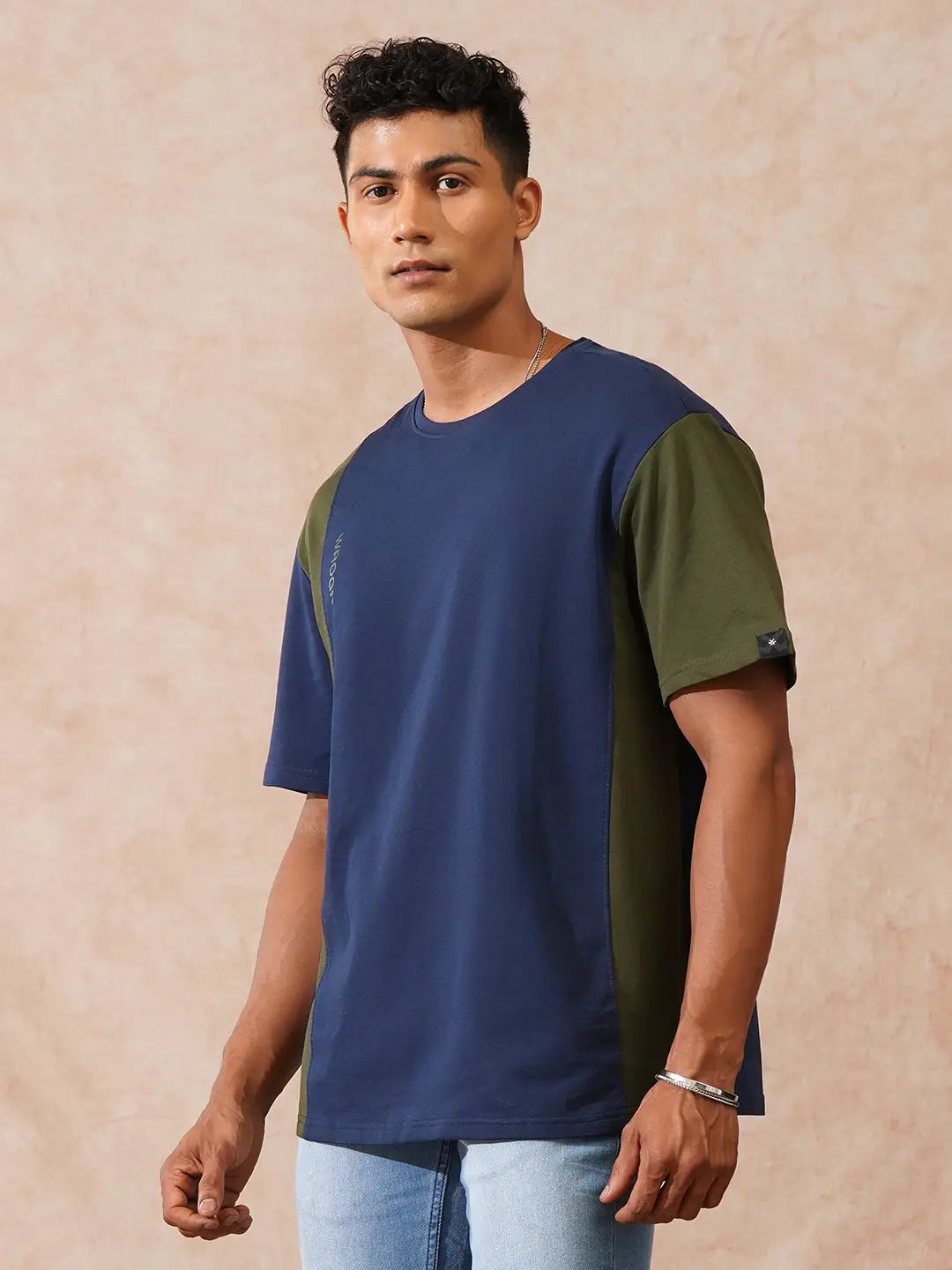 Cut & Sew Oversized T-Shirt | Navy Blue