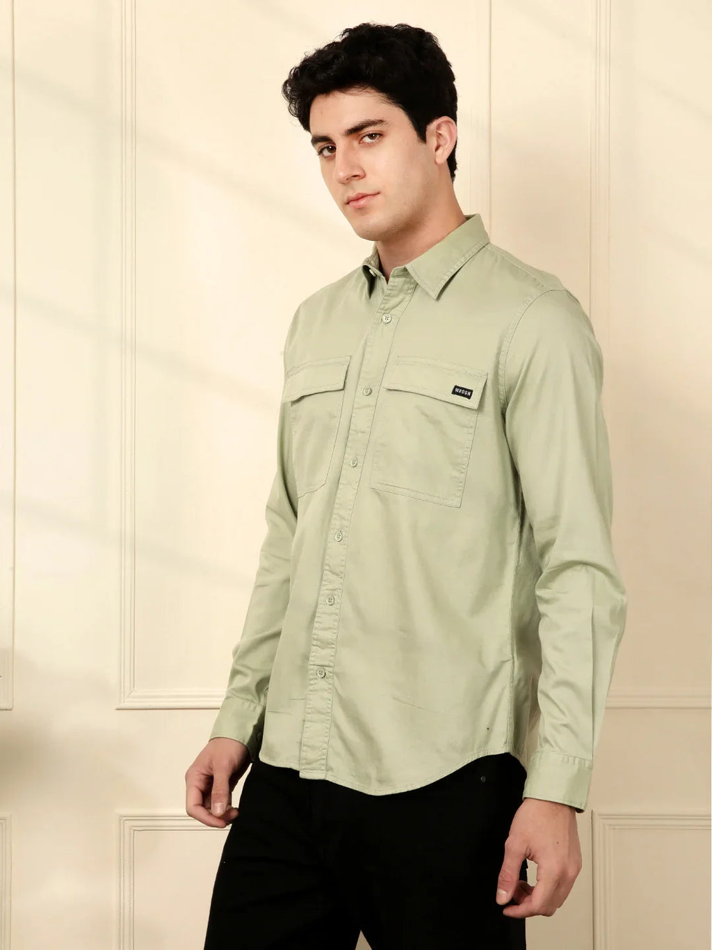 Blur Printed Cotton Shirt in Green